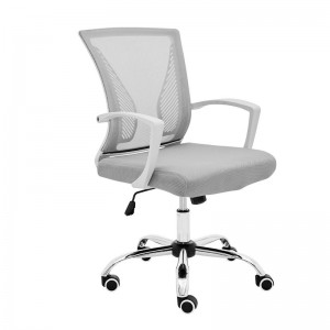 Καρεκλα Γραφειου - BF2120-S Πολυθρόνα Γραφείου Άσπρο - Μέταλλο Βάση Χρώμιο Mesh Γκρι Καθίσματα Εργασίας / Μαθητείας